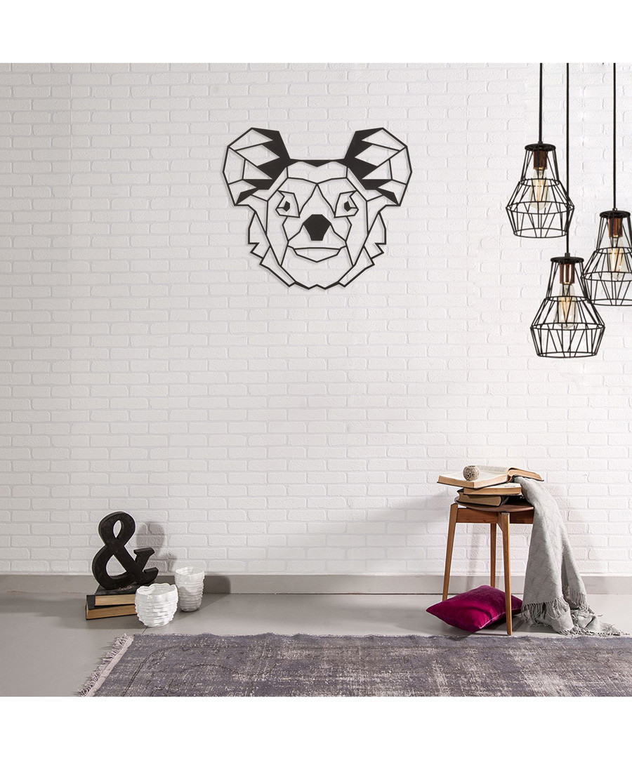 Black metal geometric koala wall art Sale - homemania