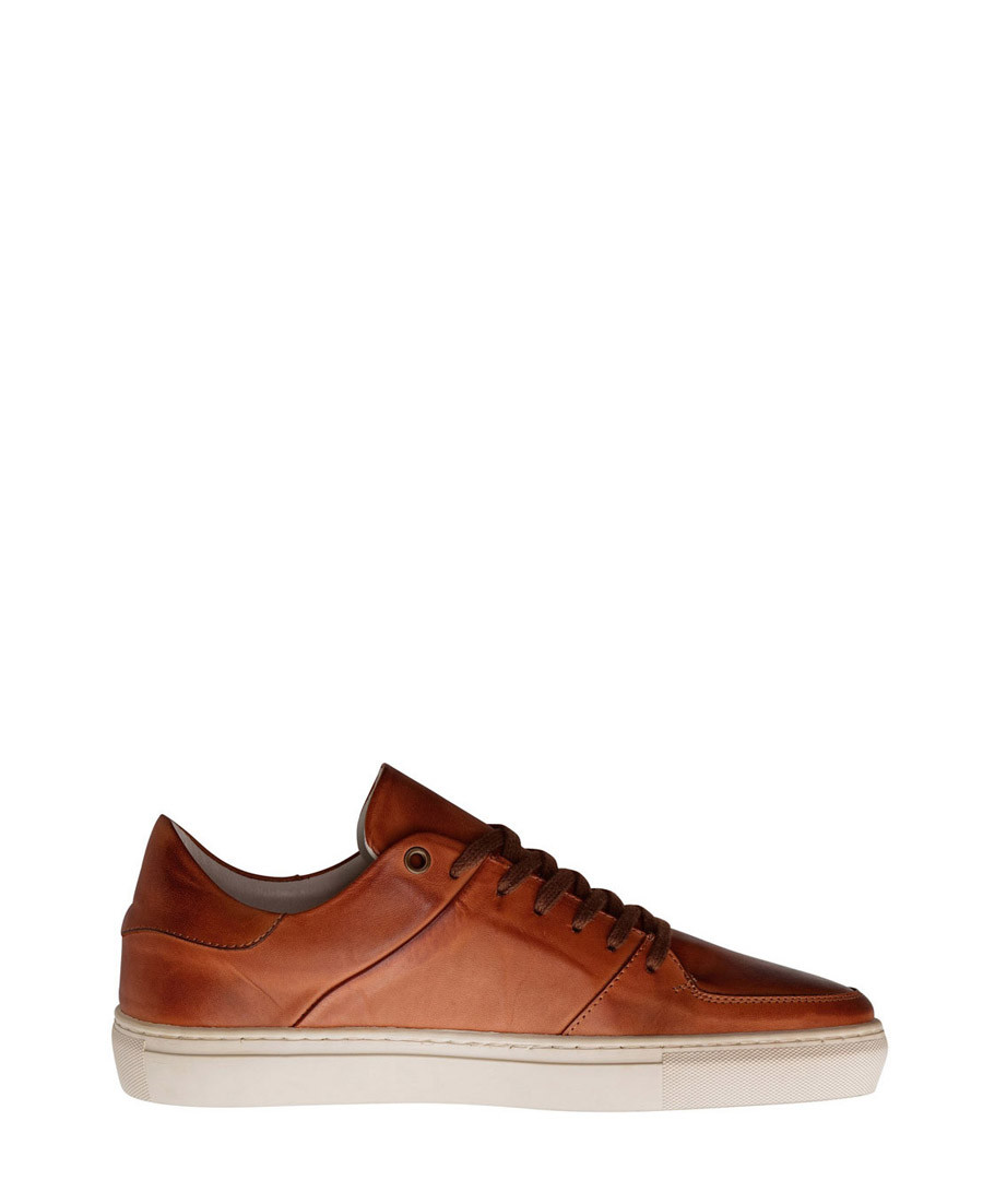 Jay St cognac leather lace-up sneakers Sale - DenBroeck