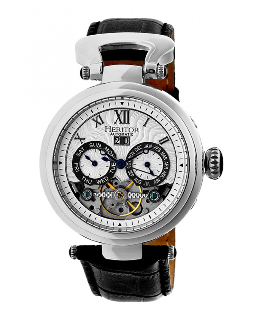 Ganzi black & silver-tone leather watch Sale - heritor automatic