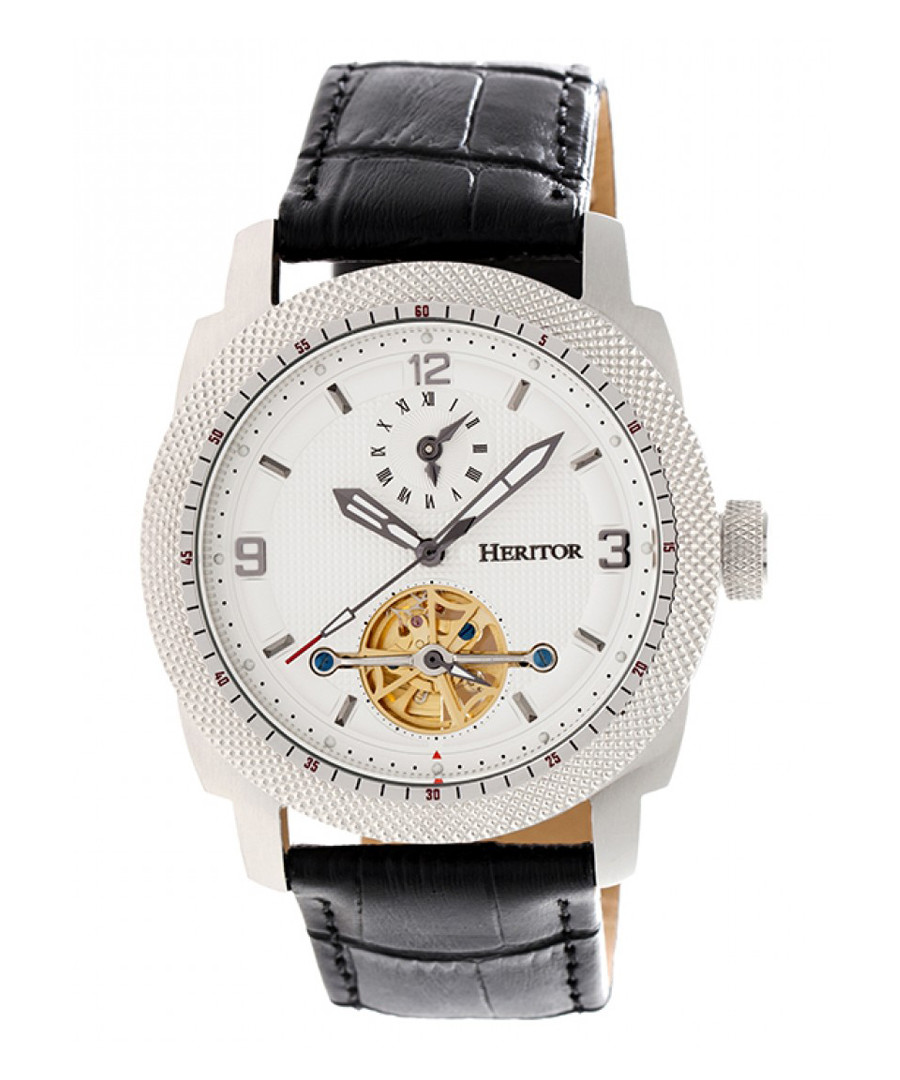 Helmsley black & white leather watch Sale - heritor automatic
