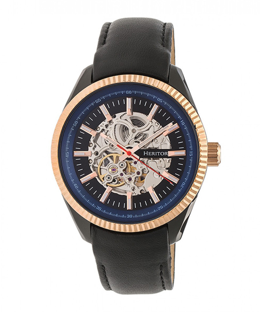 Desmond black & gold-tone leather watch Sale - heritor automatic