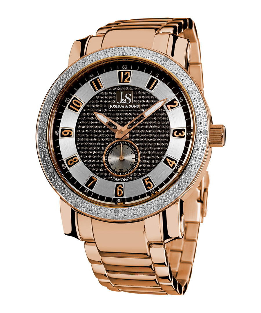 Rose gold-tone crystal watch Sale - Joshua & Sons