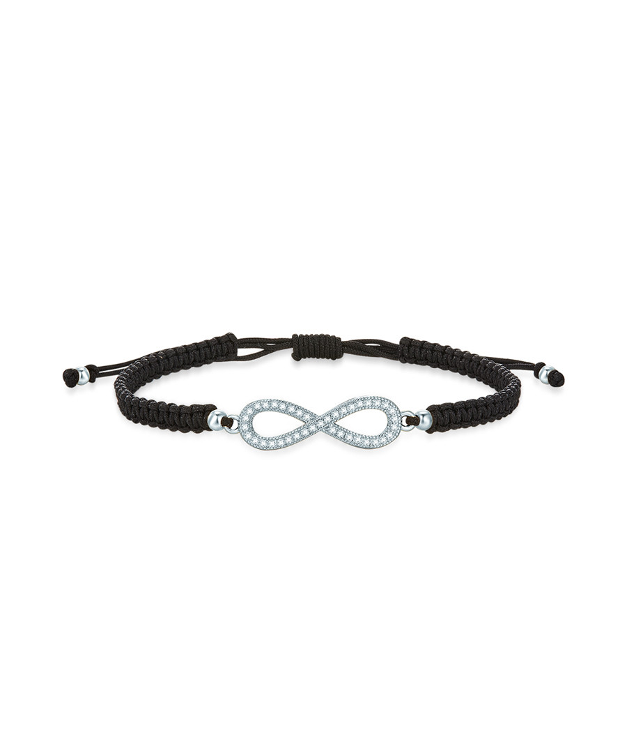 Silver-tone & black infinity bracelet Sale - runway