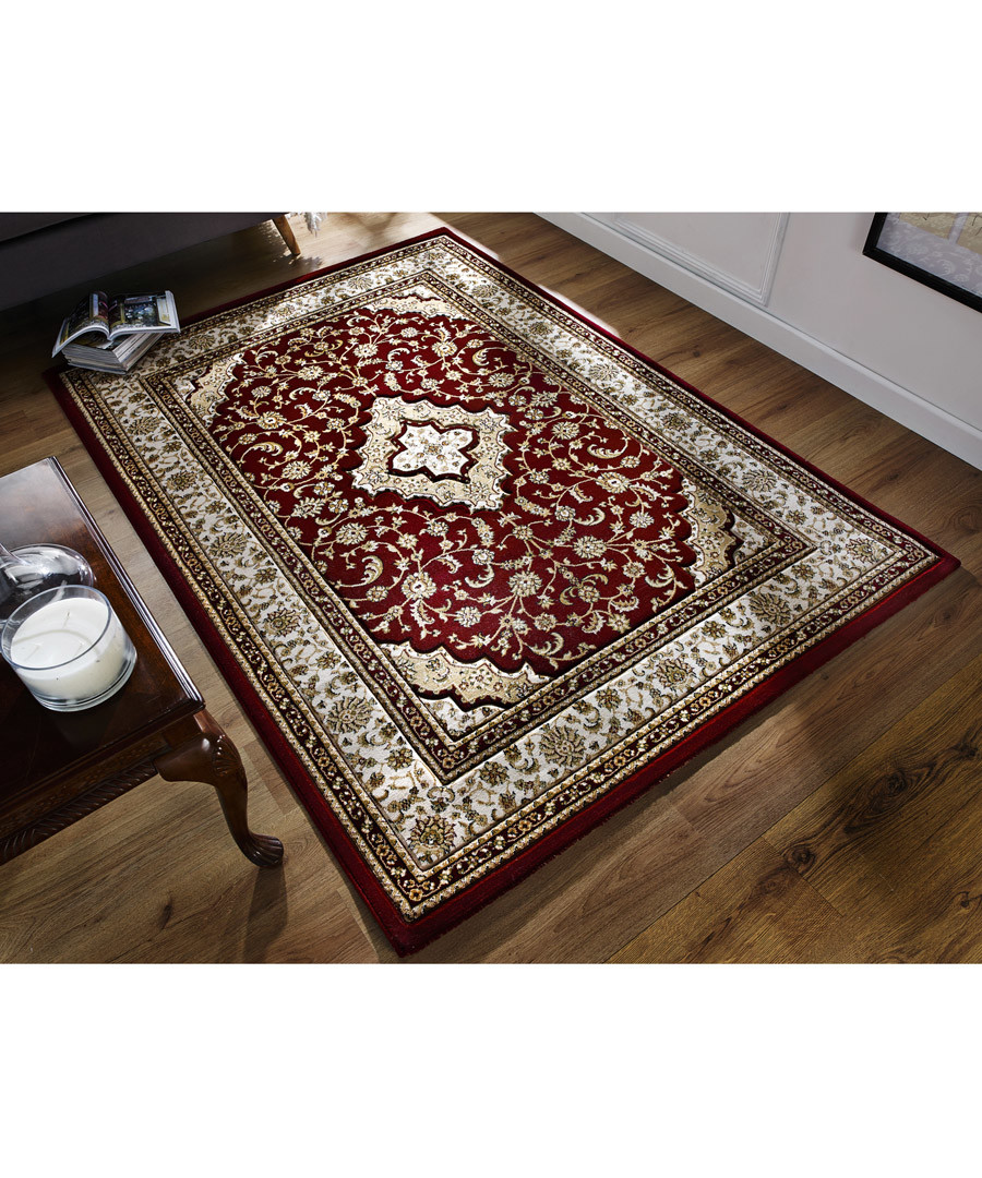 Temple red print rug 120 x 170cm Sale - flair rugs