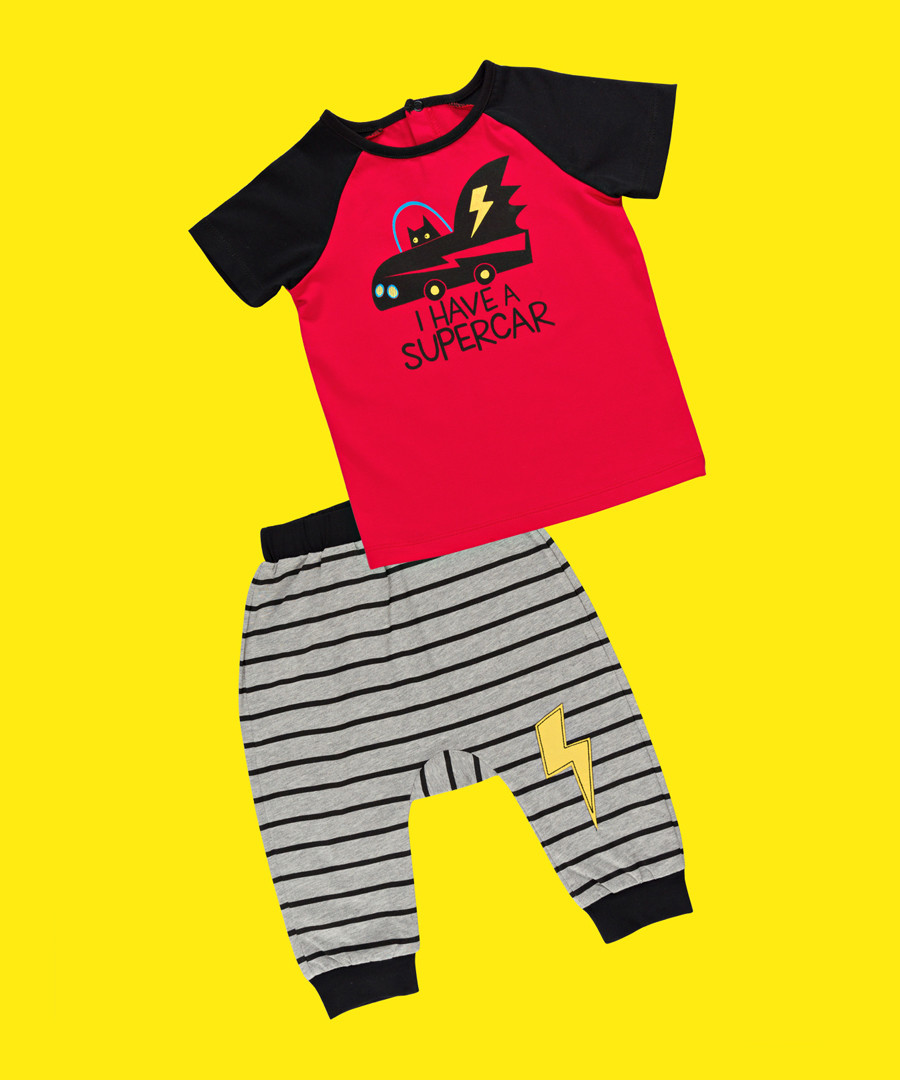 2pc Boy's Supercar top & leggings Sale - denokids