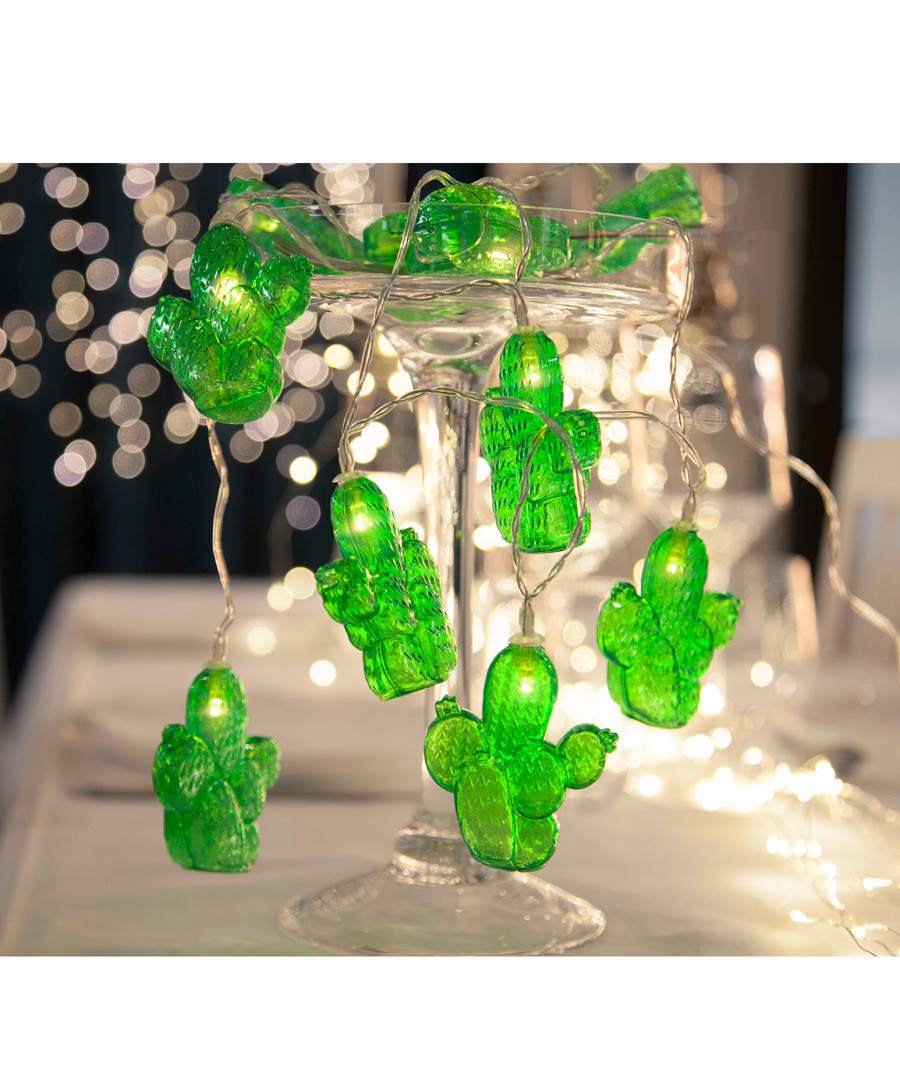 Green Cactus 10-LED light chain Sale - solar lighting