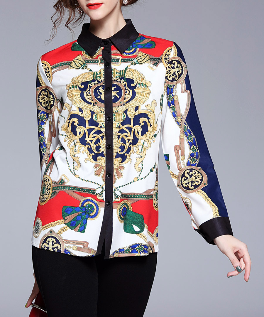 Multi-colour print button-up shirt Sale - Kaimilan