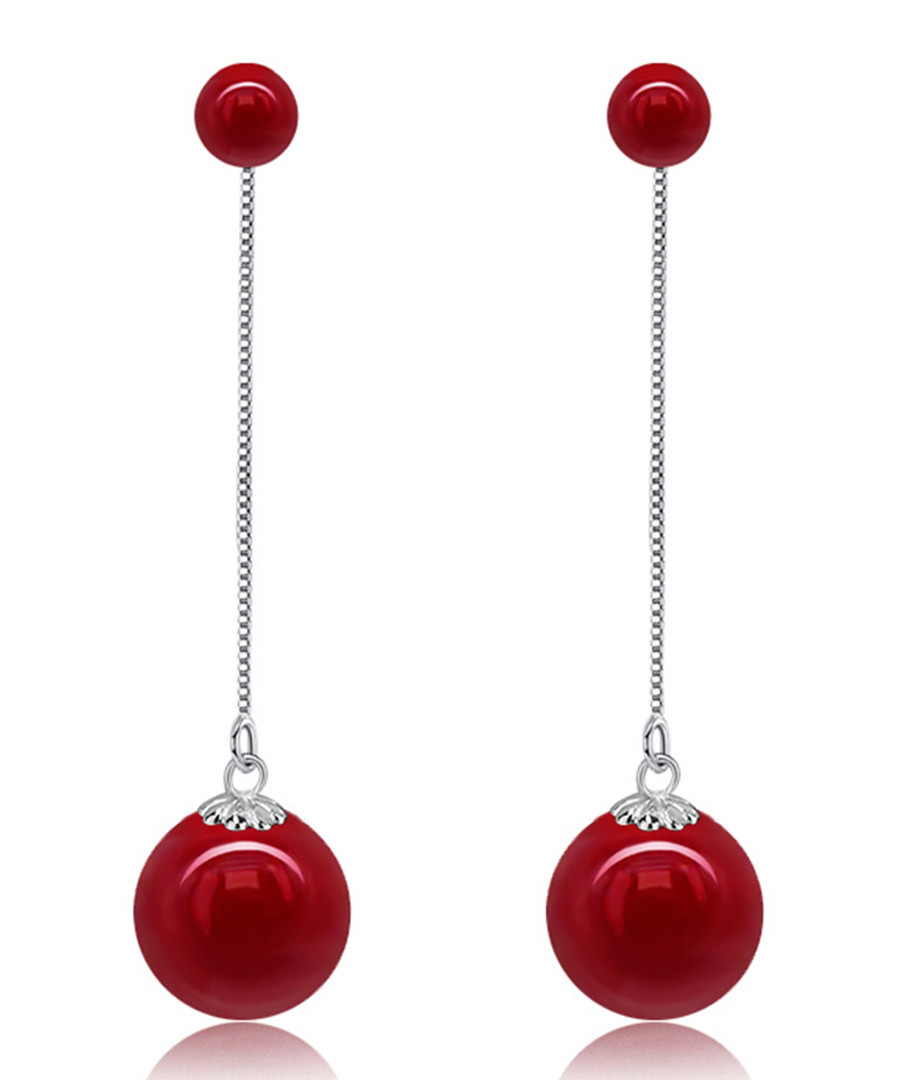 Carmine Tassel red bauble earrings Sale - caromay