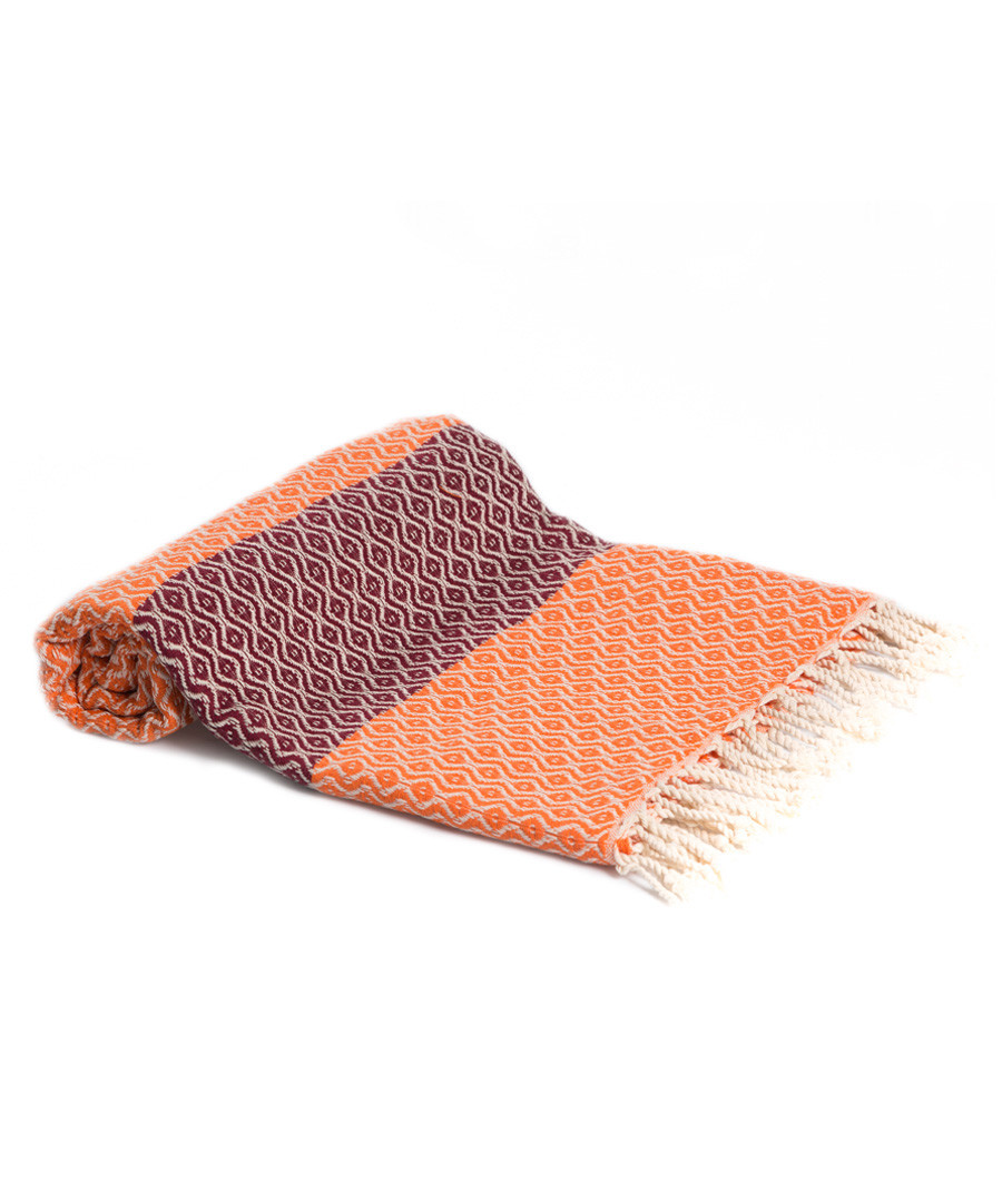 Orange & red pure cotton beach towel Sale - hamam