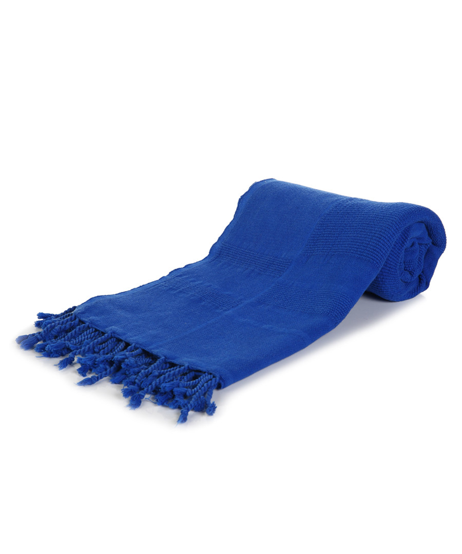 Neon blue pure cotton beach towel Sale - hamam