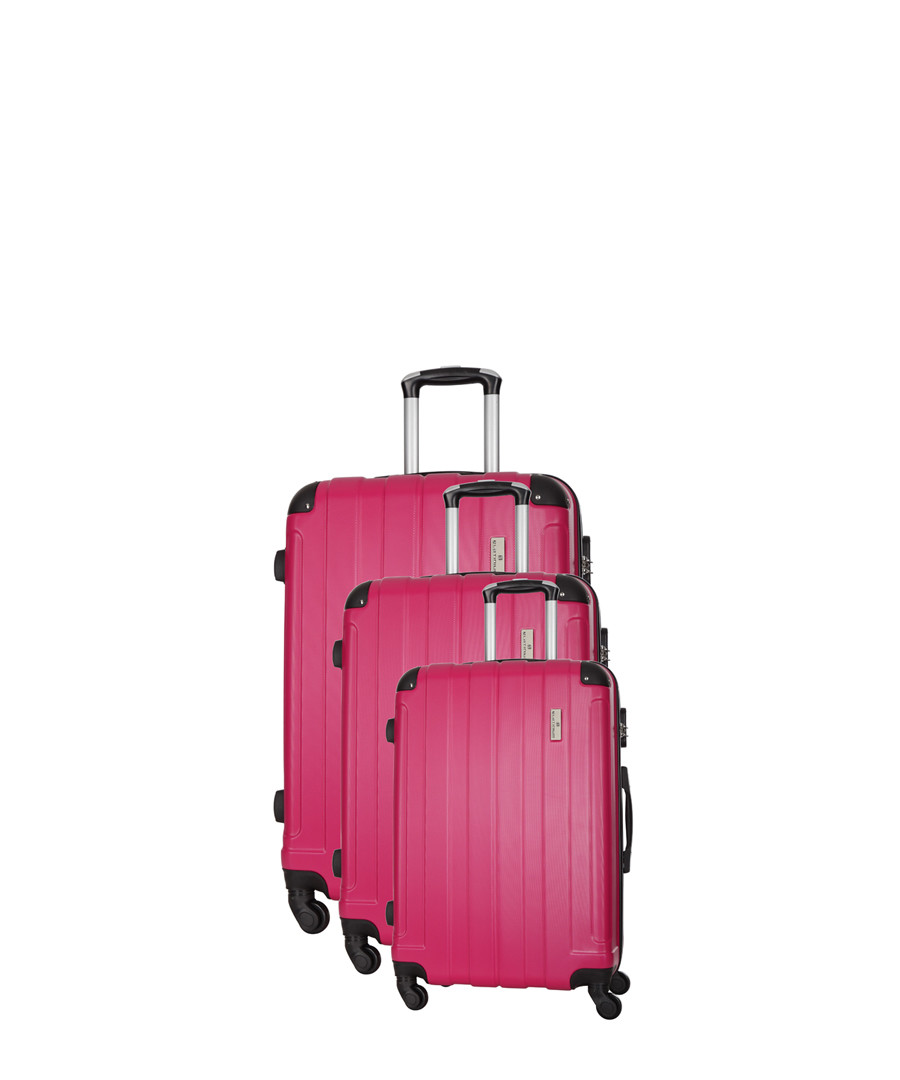 3pc fuchsia spinner suitcase nest Sale - platinium
