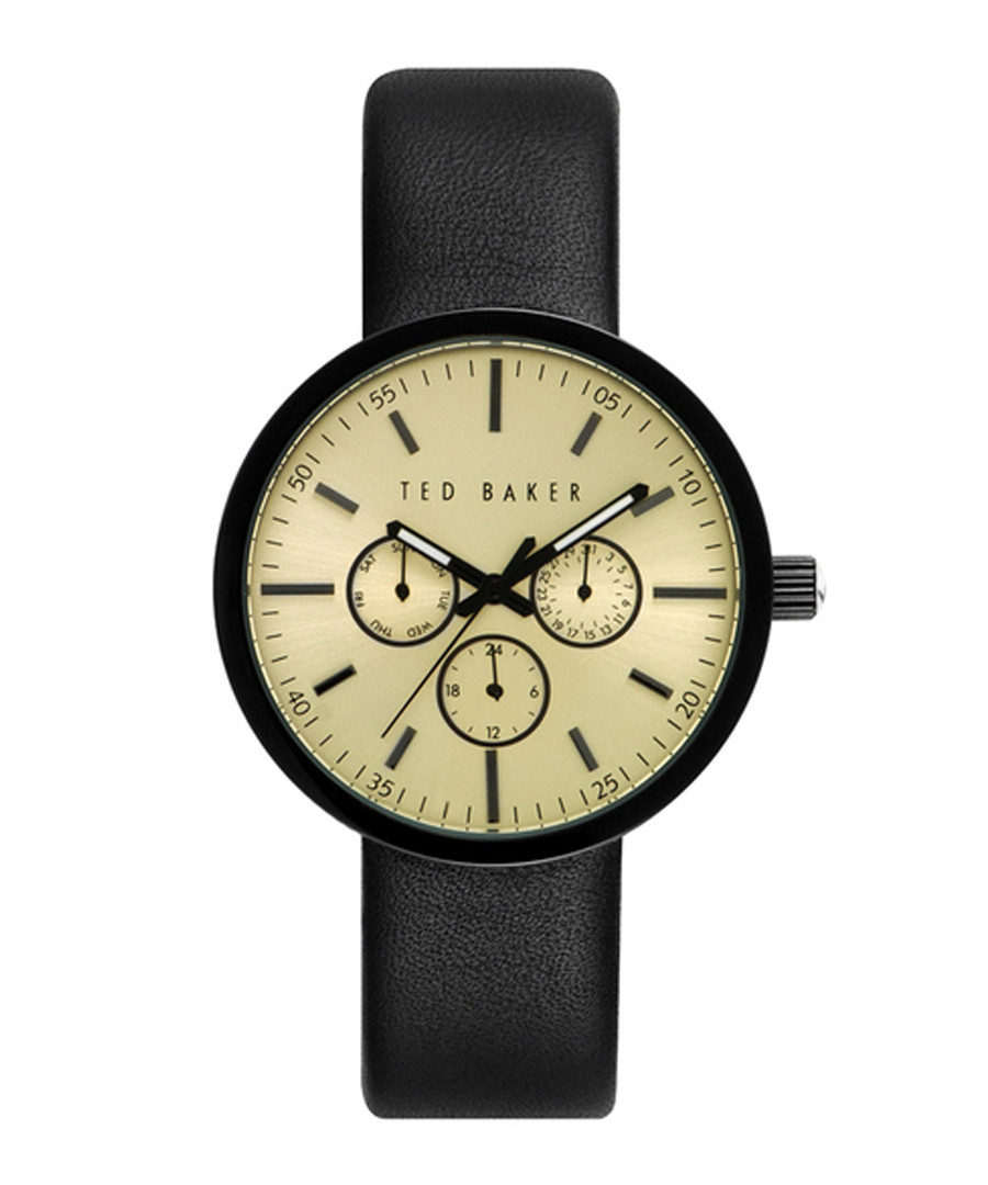 Black leather strap tri-dial watch Sale - ted baker