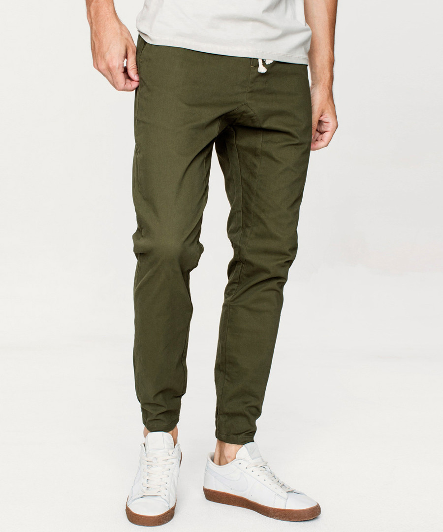 Olive cotton joggers Sale - kuegou