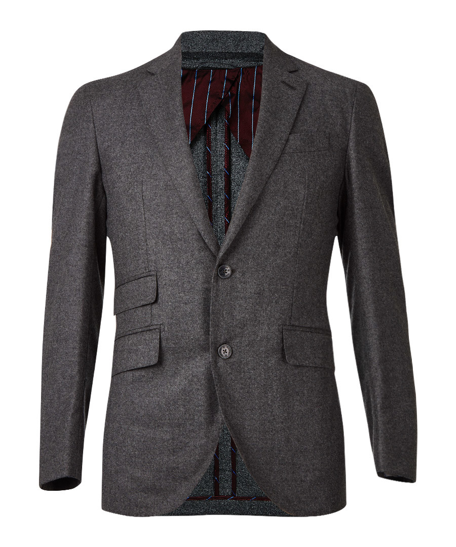 Grey wool blend long sleeve blazer Sale - hackett london