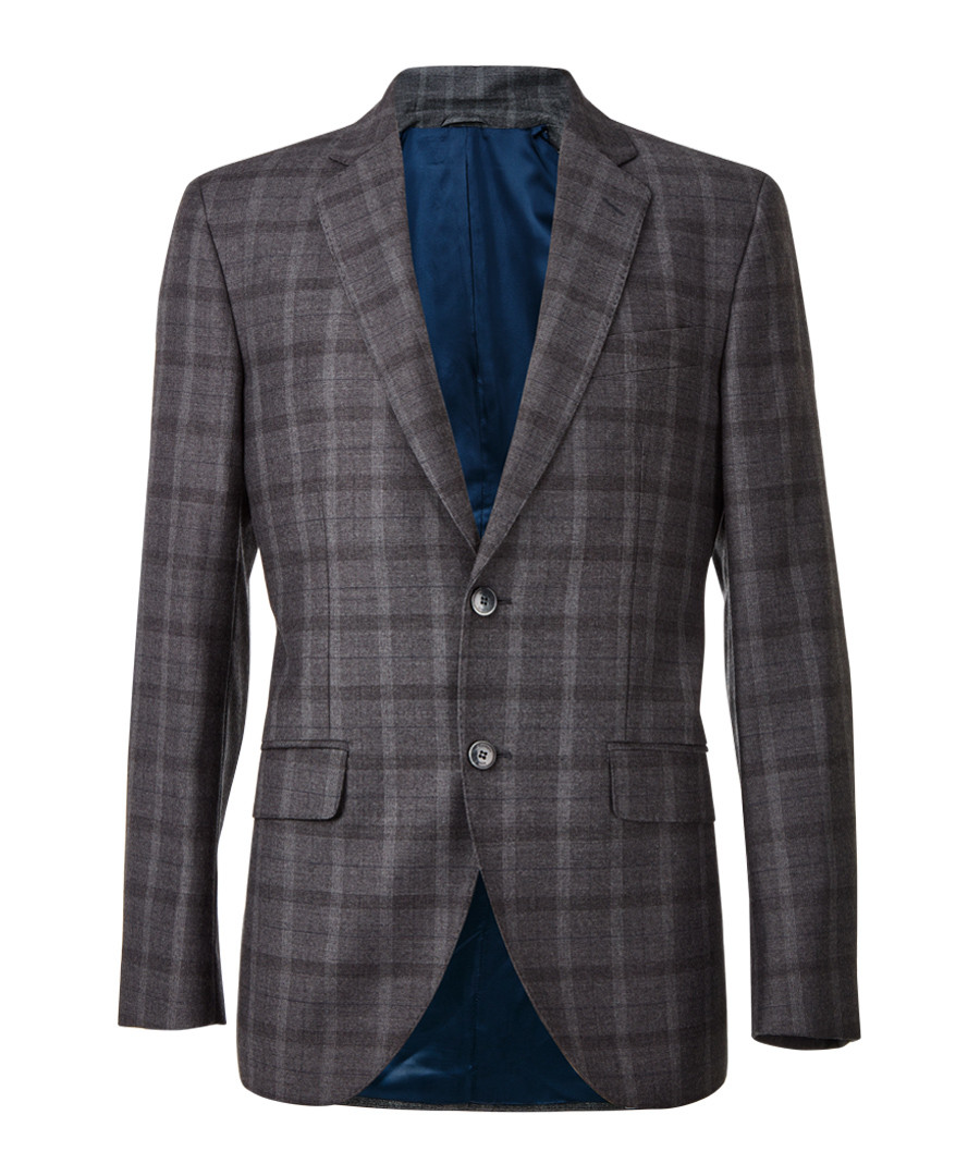 Grey wool check single breasted blazer Sale - hackett london