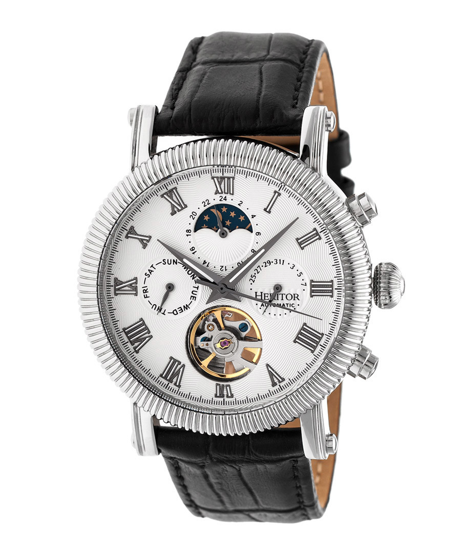 Winston silver-tone leather watch Sale - heritor automatic