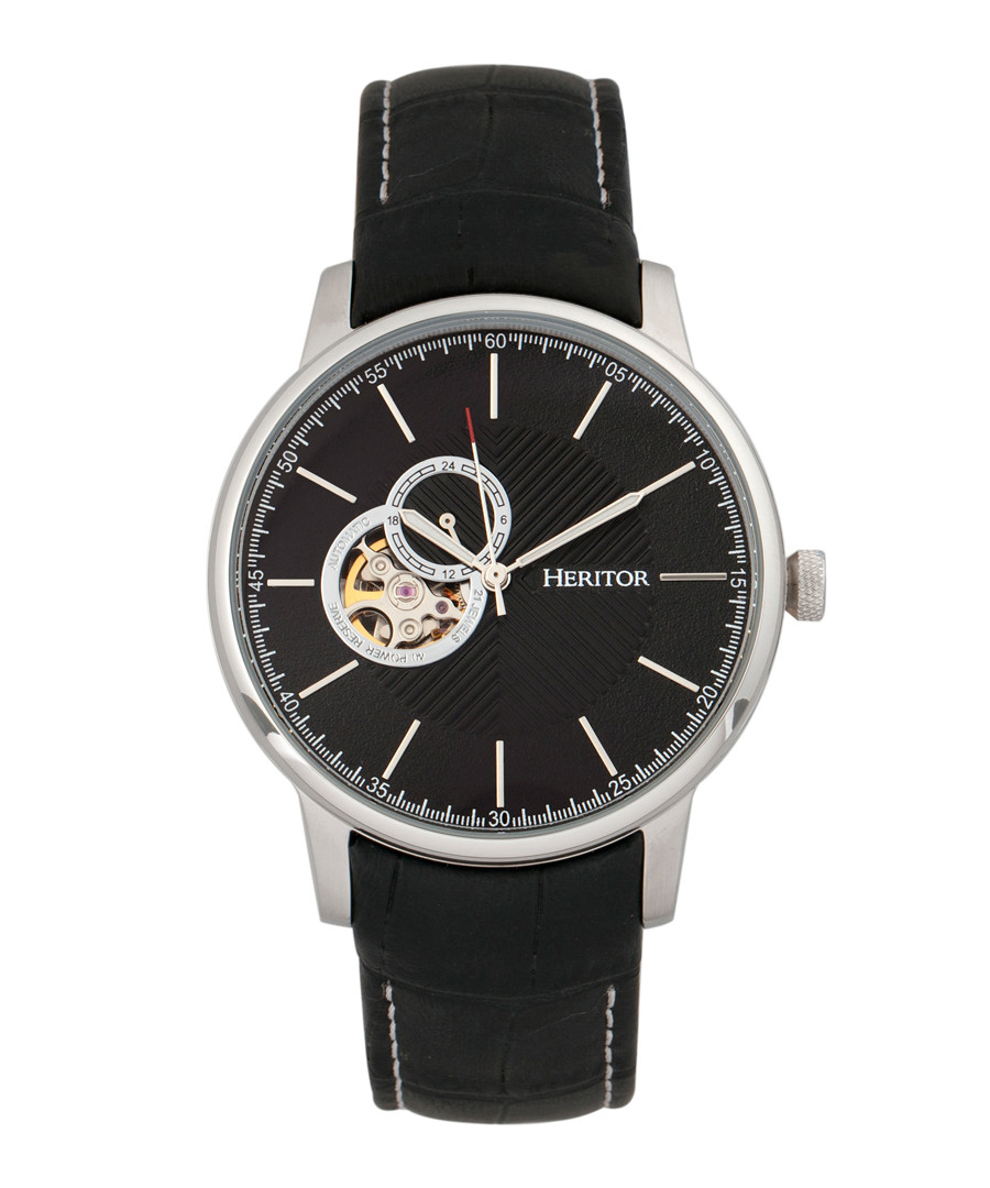 Landon silver-tone leather watch Sale - heritor automatic