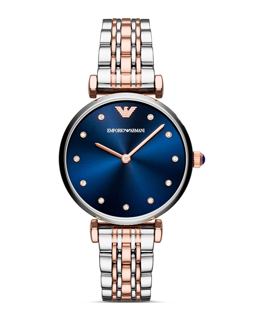 Rose gold-tone & blue dial watch Sale - Emporio Armani