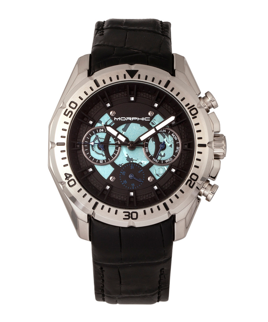 M66 silver-tone & black leather watch Sale - morphic