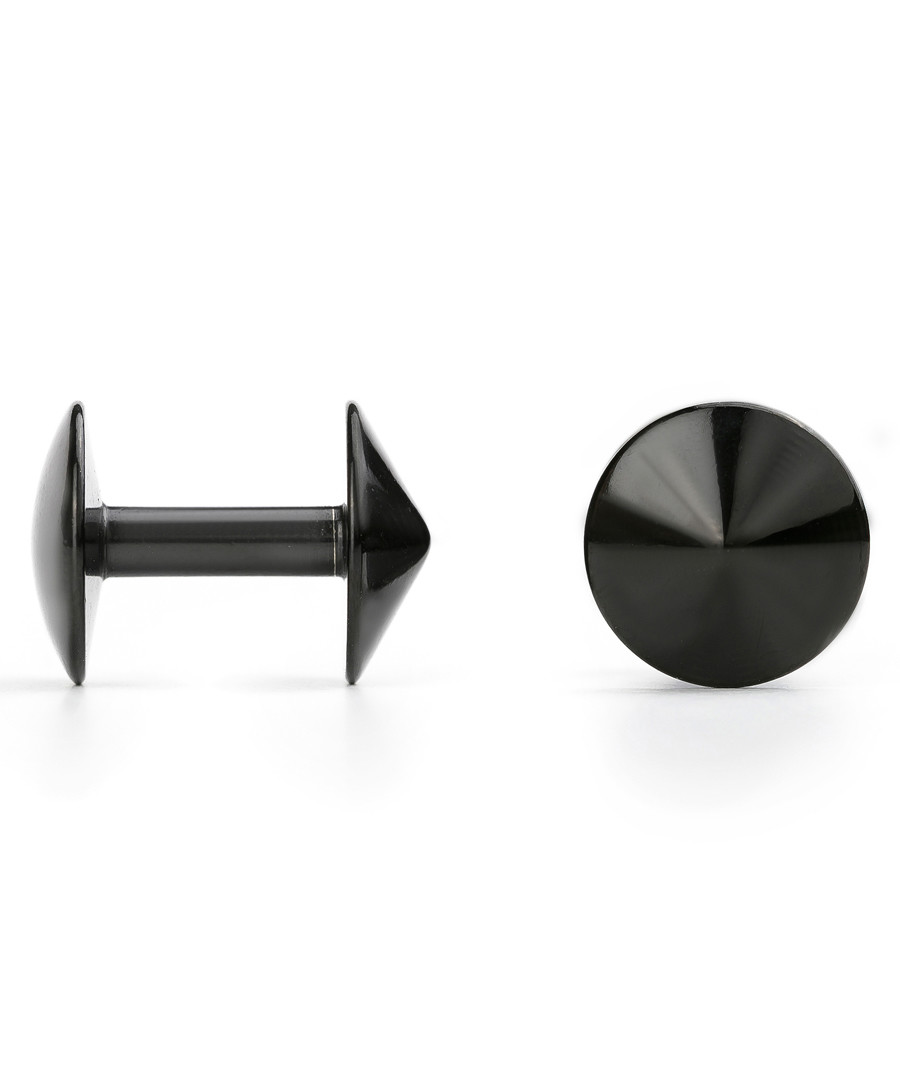 Black steel fixed back cufflinks Sale - monomen