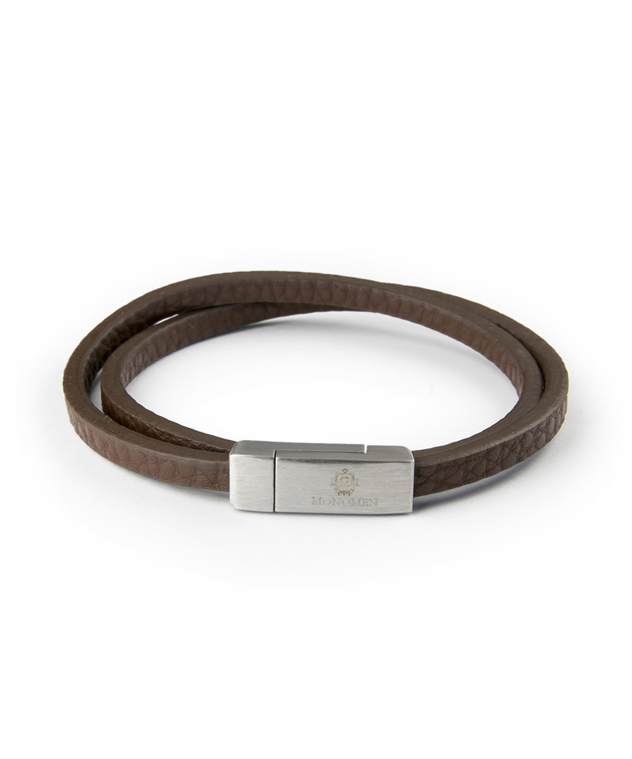 Brown nappa leather wrap bracelet Sale - monomen