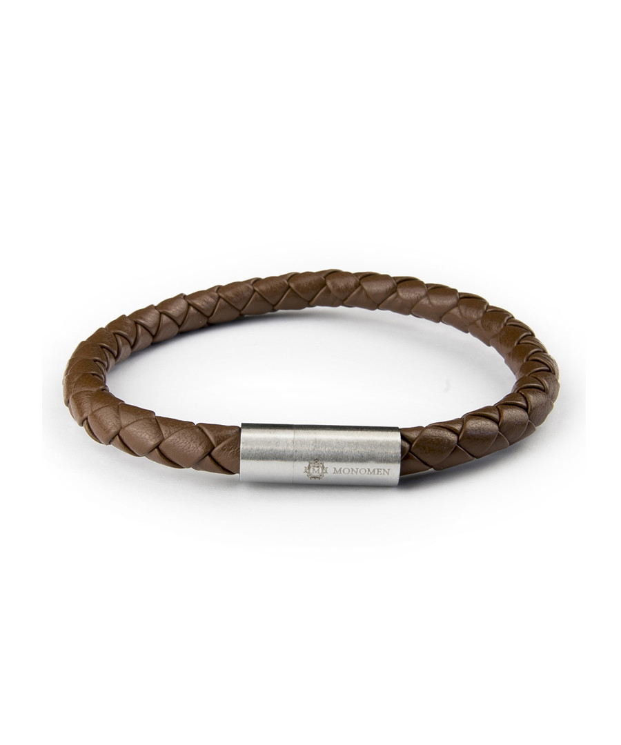 Brown nappa braided bracelet Sale - monomen