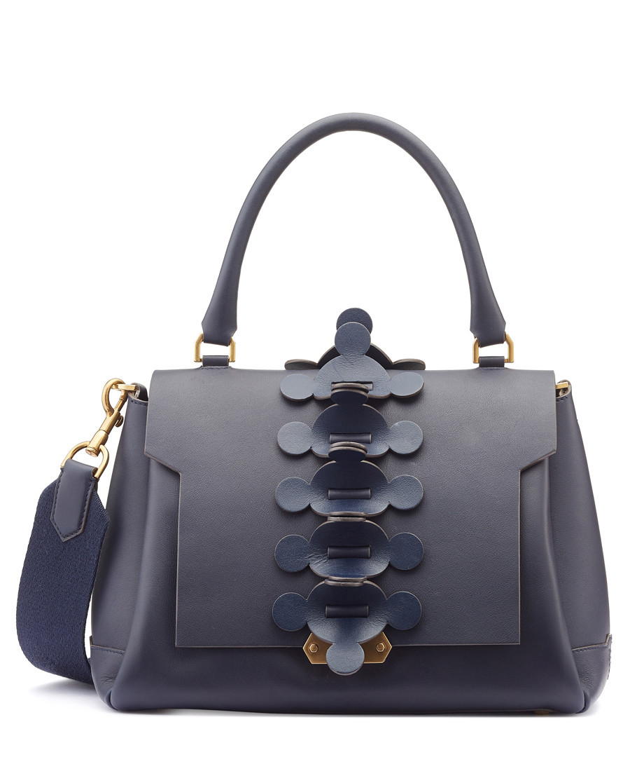Apex Small indigo leather satchel Sale - anya hindmarch