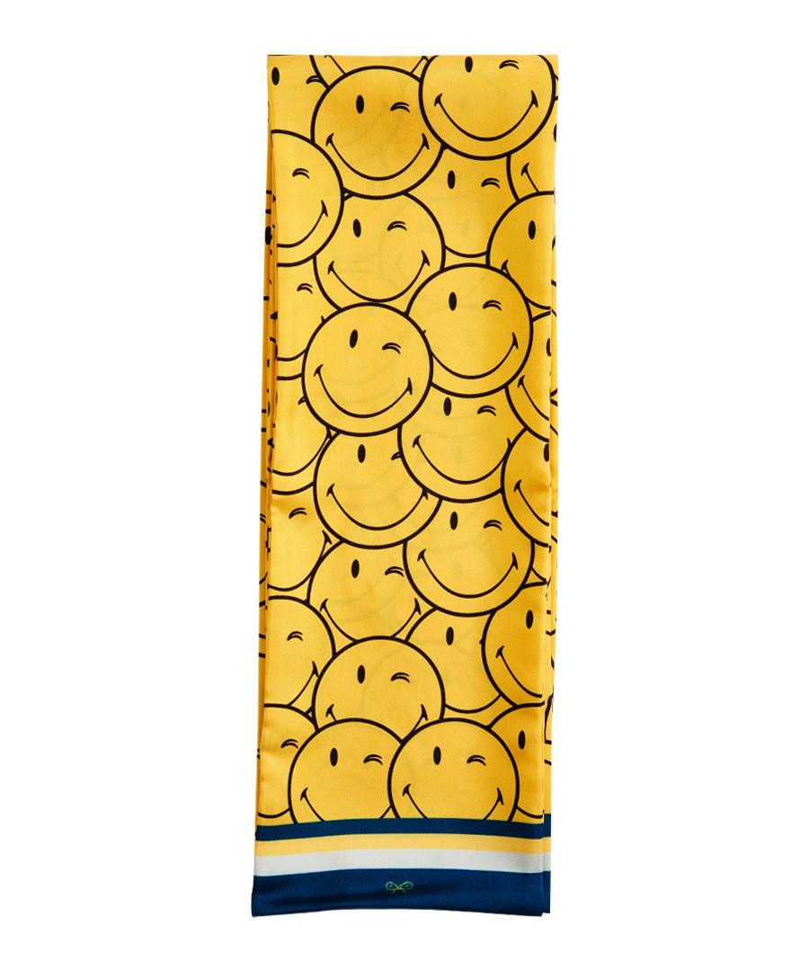 Crowded Wink yellow silk scarf 15 x 180cm Sale - anya hindmarch