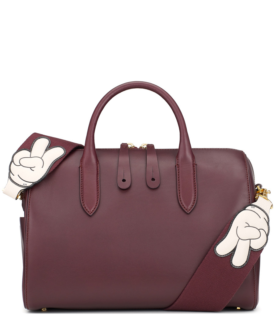 Victory burgundy leather grab bag Sale - anya hindmarch