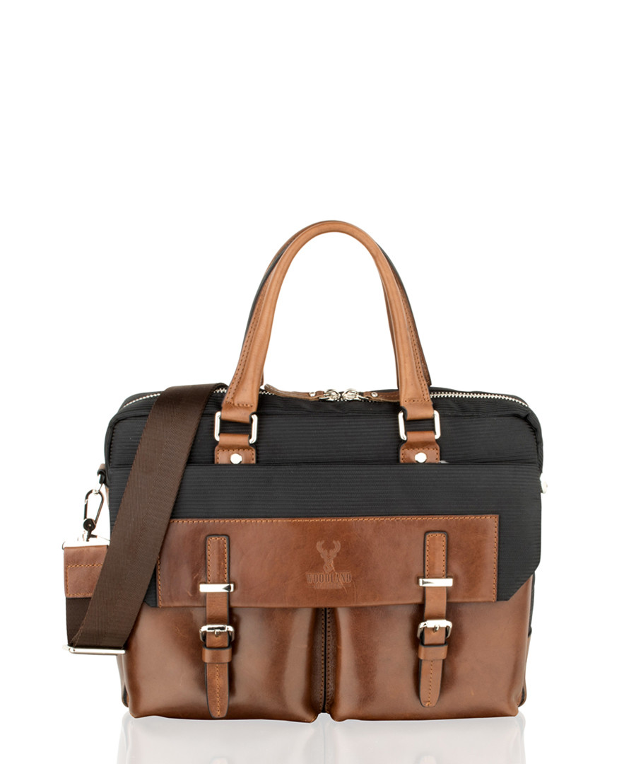 Brown & black leather briefcase Sale - woodland leather