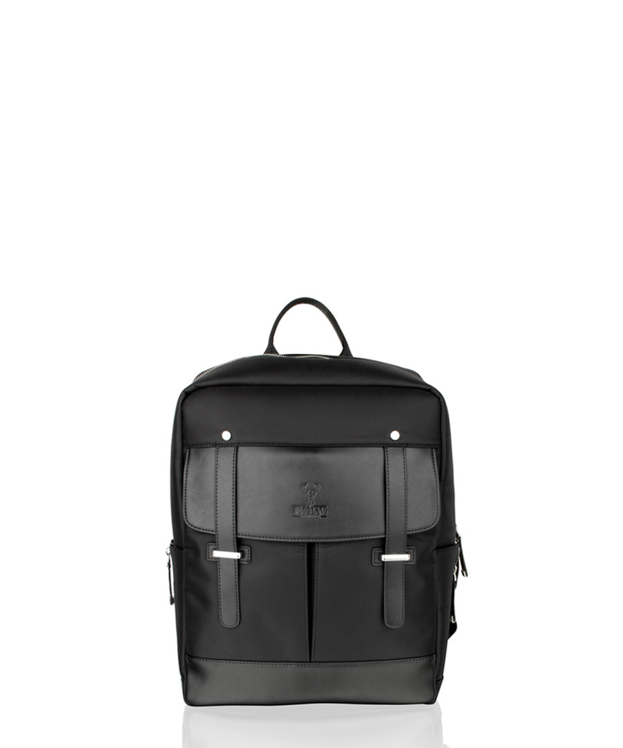 Black canvas & leather backpack Sale - woodland leather