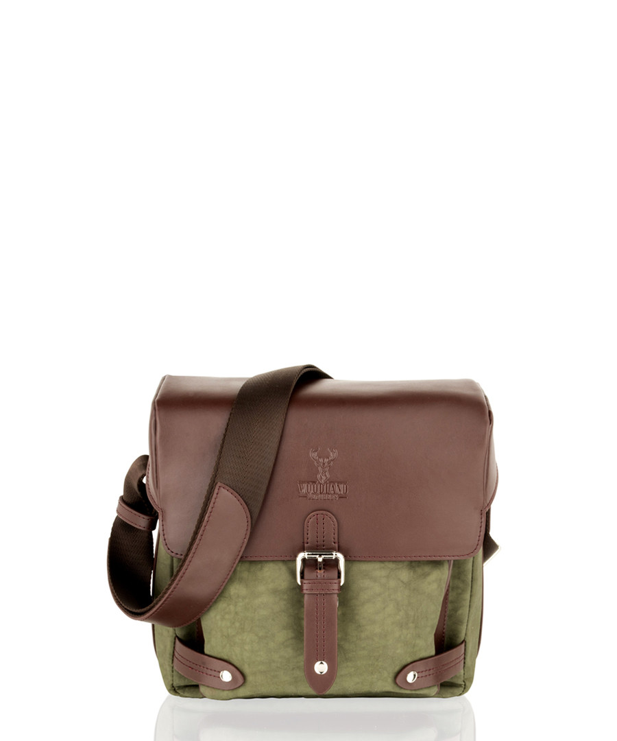 Olive & brown leather shoulder bag Sale - woodland leather