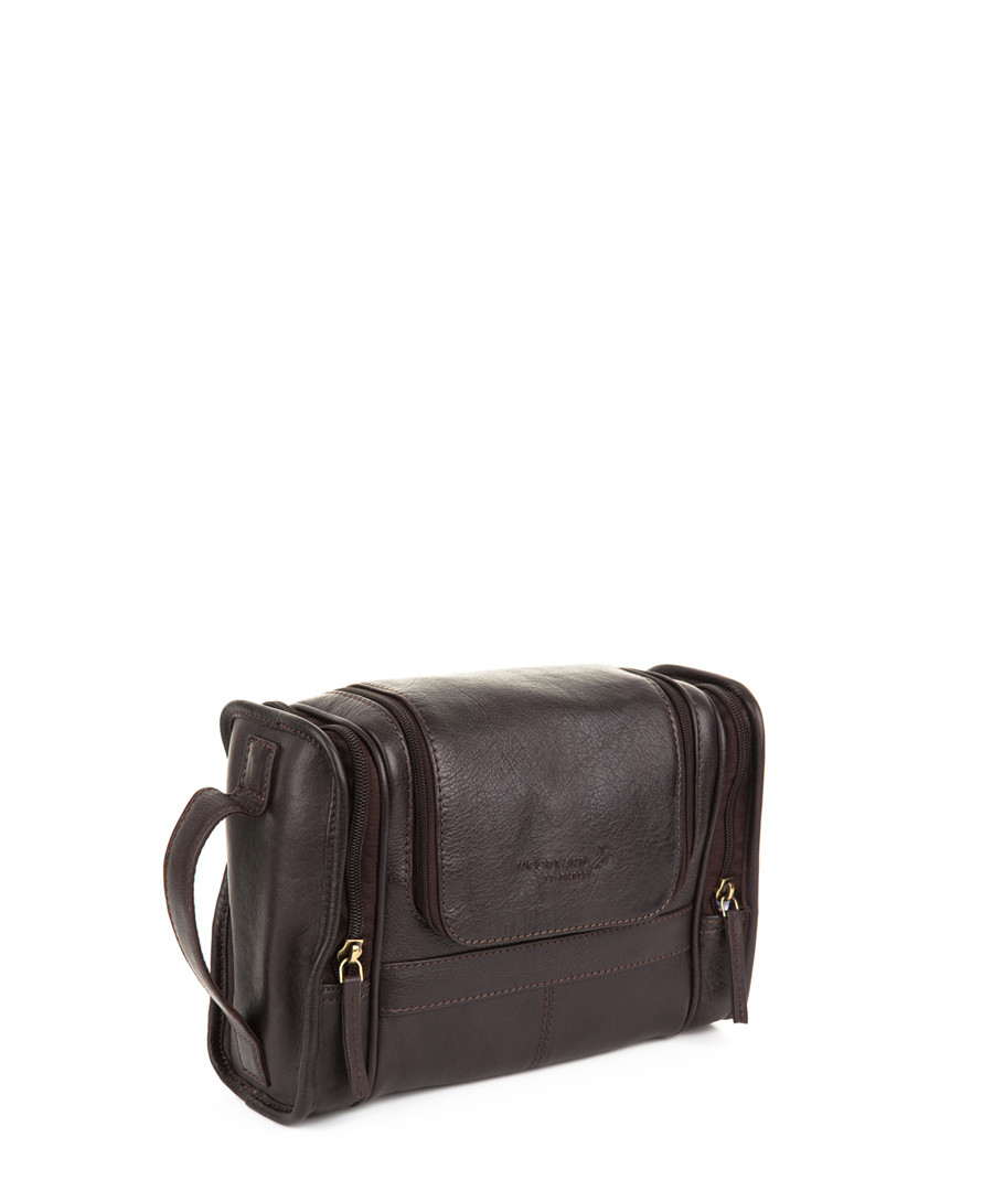 Brown leather wash bag Sale - woodland leather