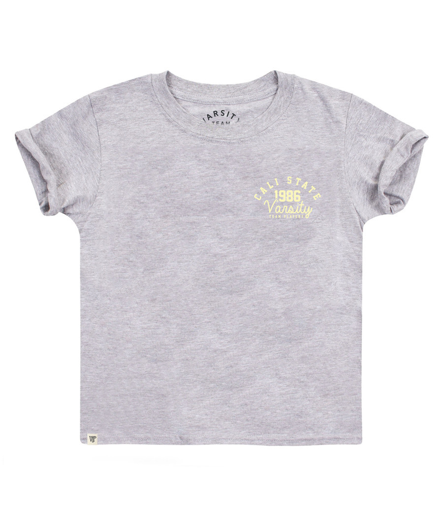 Girl's grey cotton blend T-shirt Sale - Varsity Team Players