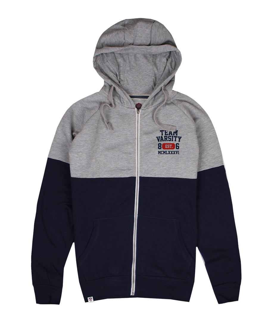 Men's navy & grey cotton hoodie Sale - Varsity Team Players