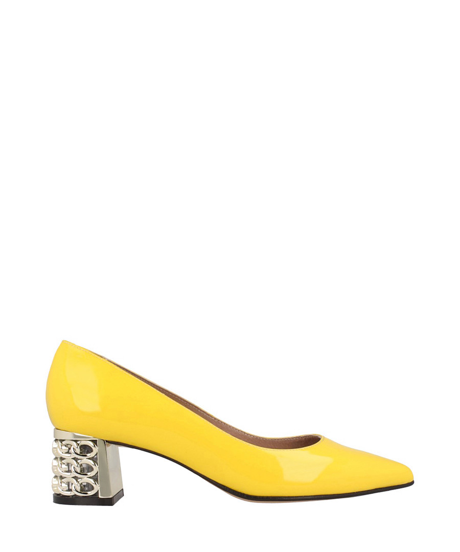 Yellow leather detail block heels Sale - roberto botella