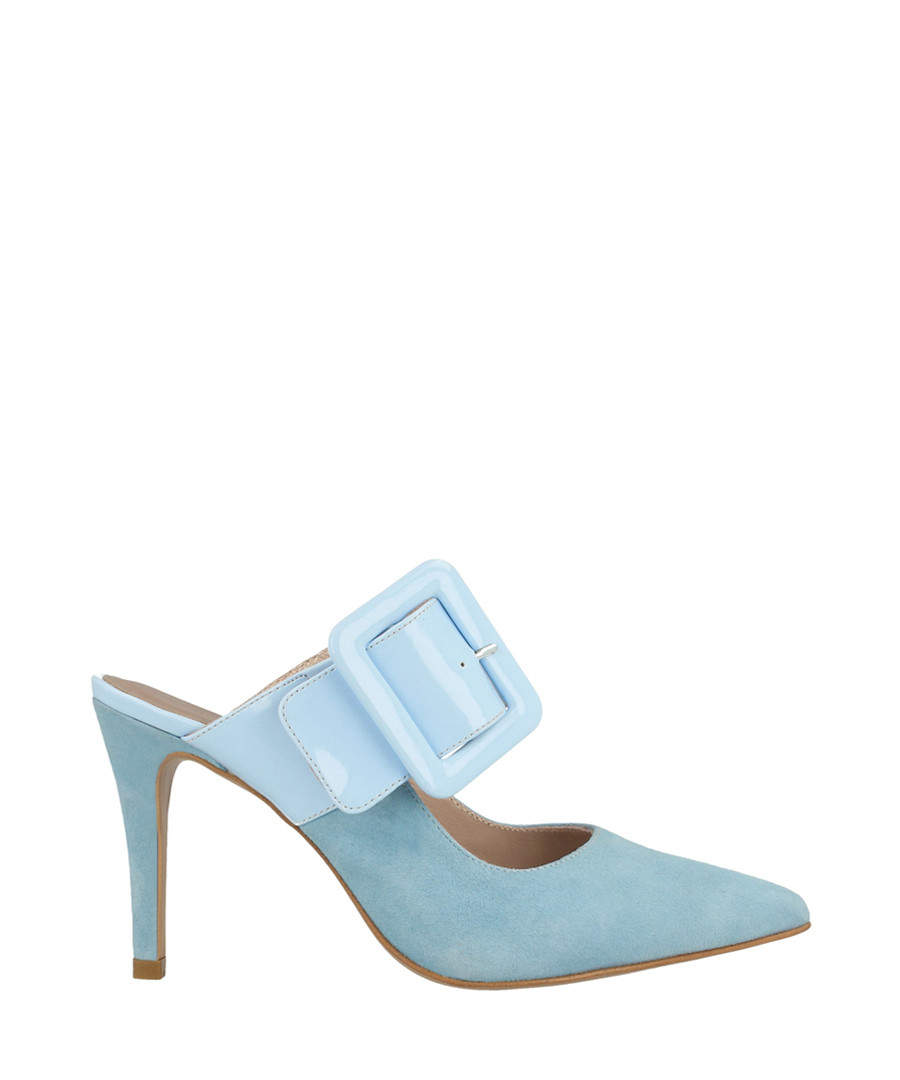 Light blue suede buckle heeled mules Sale - roberto botella
