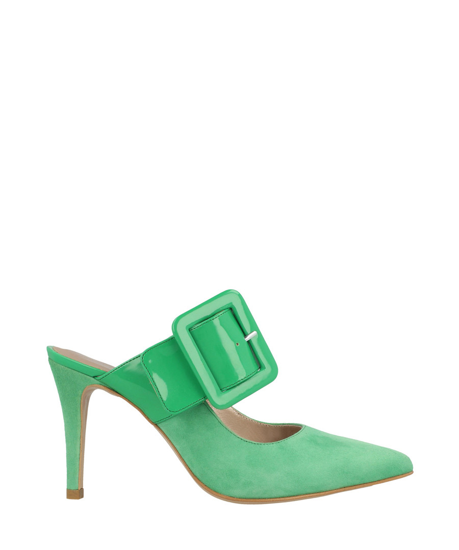Green suede buckle heeled mules Sale - roberto botella