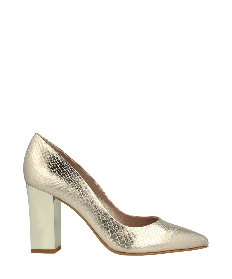 Gold-tone moc-croc block heels Sale - roberto botella