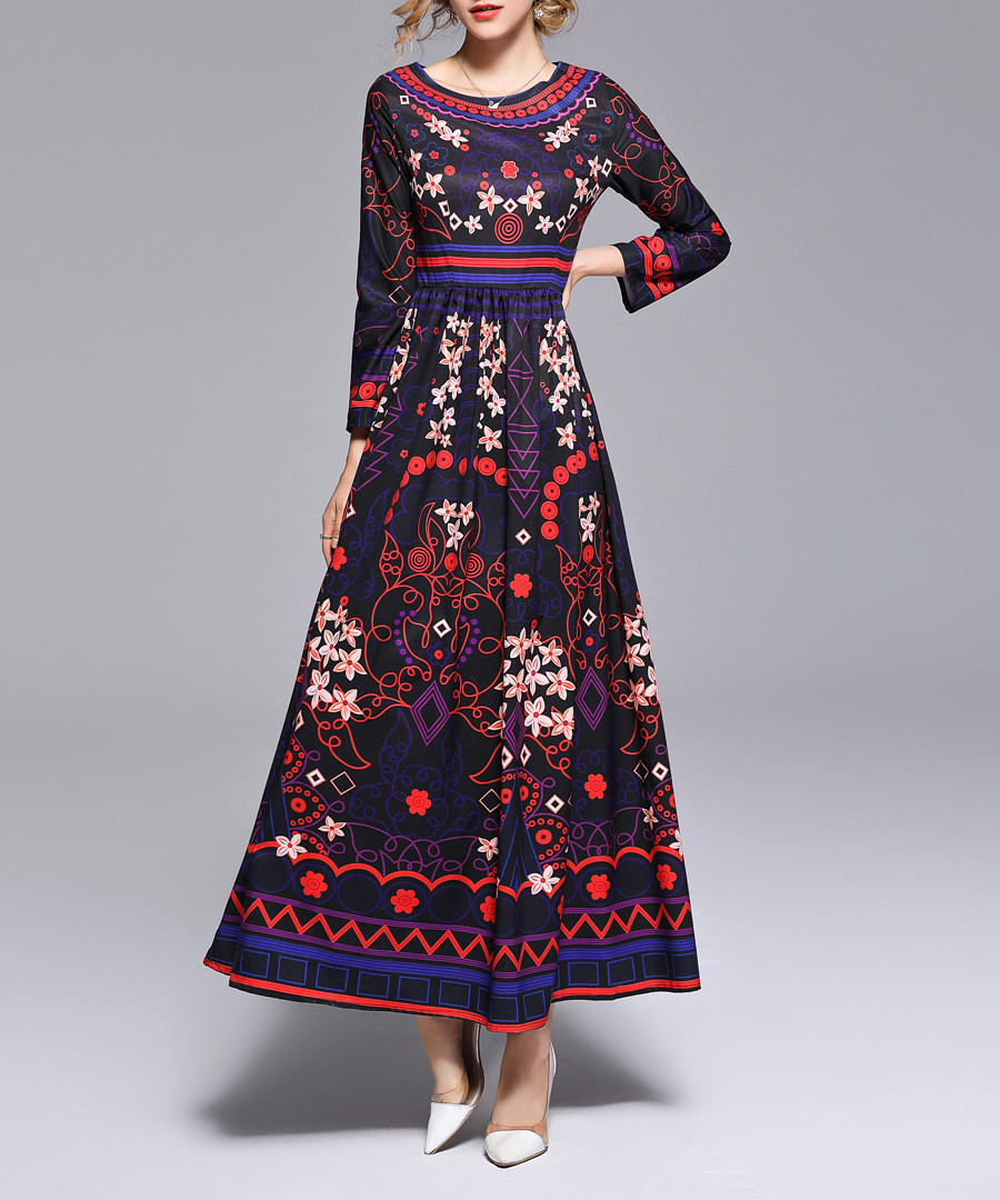 Red & multi-colour print maxi dress Sale - Kaimilan