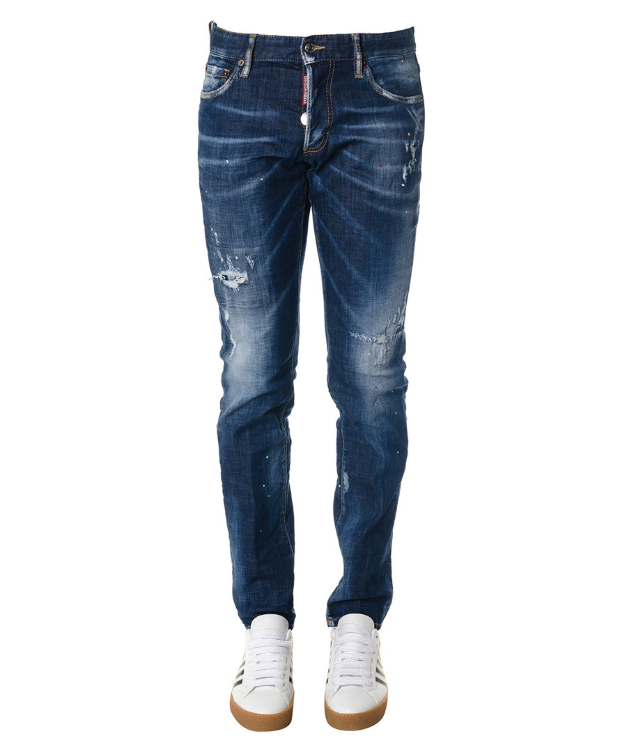 Men's dark blue cotton slim jeans Sale - DSQUARED2