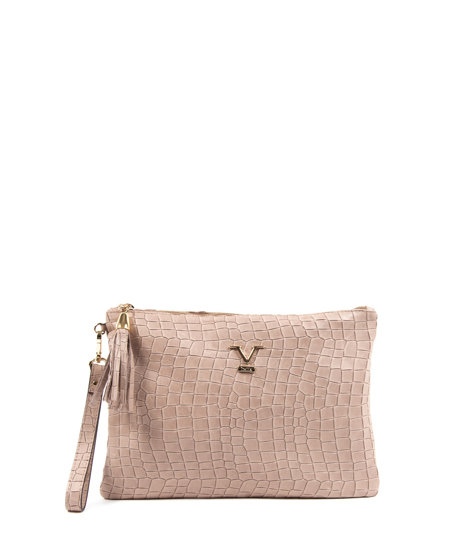 Nude leather logo moc-croc clutch bag Sale - V ITALIA BY VERSACE 1969 ABBIGLIAMENTO SPORTIVO SRL MILANO ITALIA