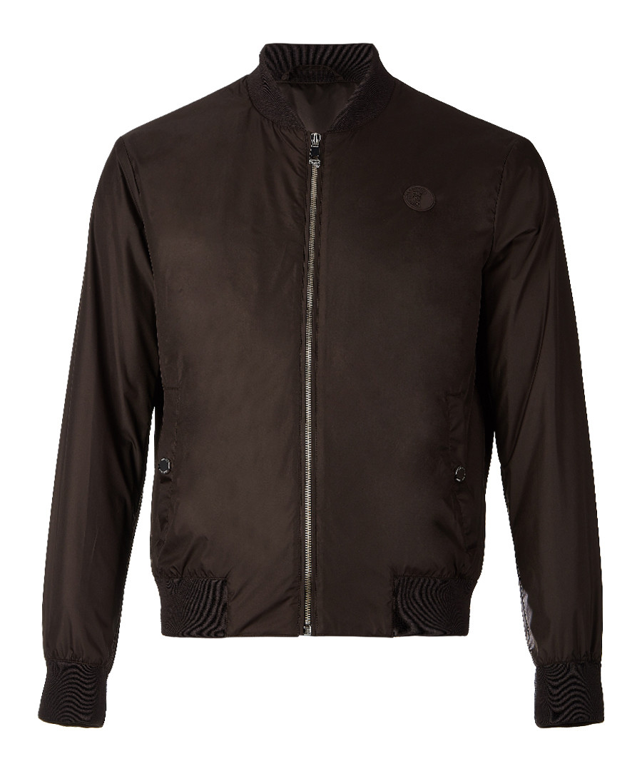 Brown zip-up branded bomber jacket Sale - versace collection