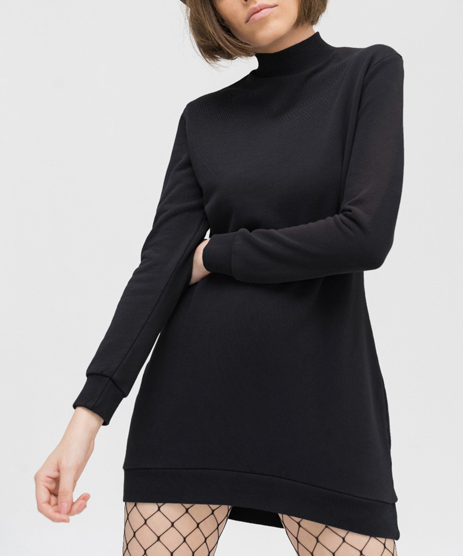 Anthracite pure cotton high-neck dress Sale - TRUE PRODIGY