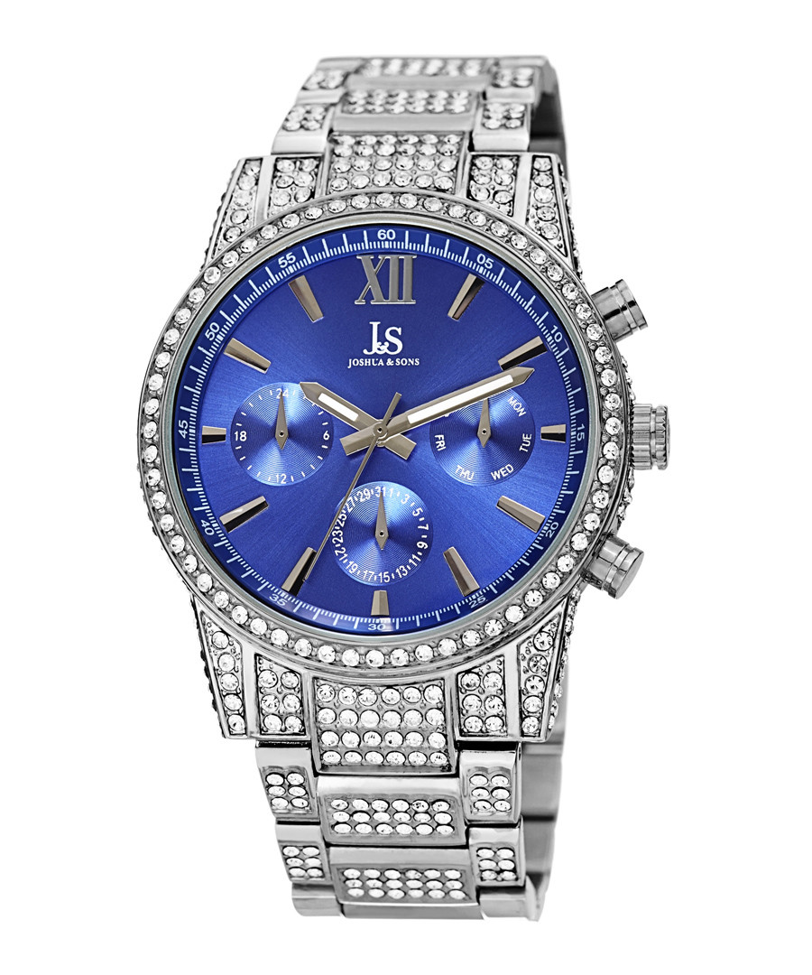 Silver-tone steel & crystal strap watch Sale - Joshua & Sons