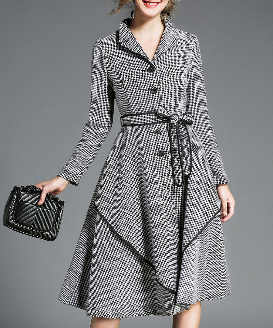 Grey long sleeve button-up midi dress Sale - Kaimilan