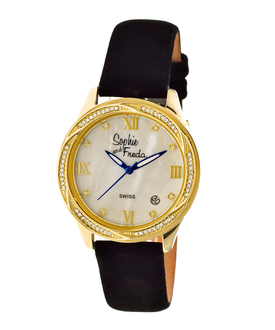 Black & gold-tone crystal watch Sale - sophie & freda