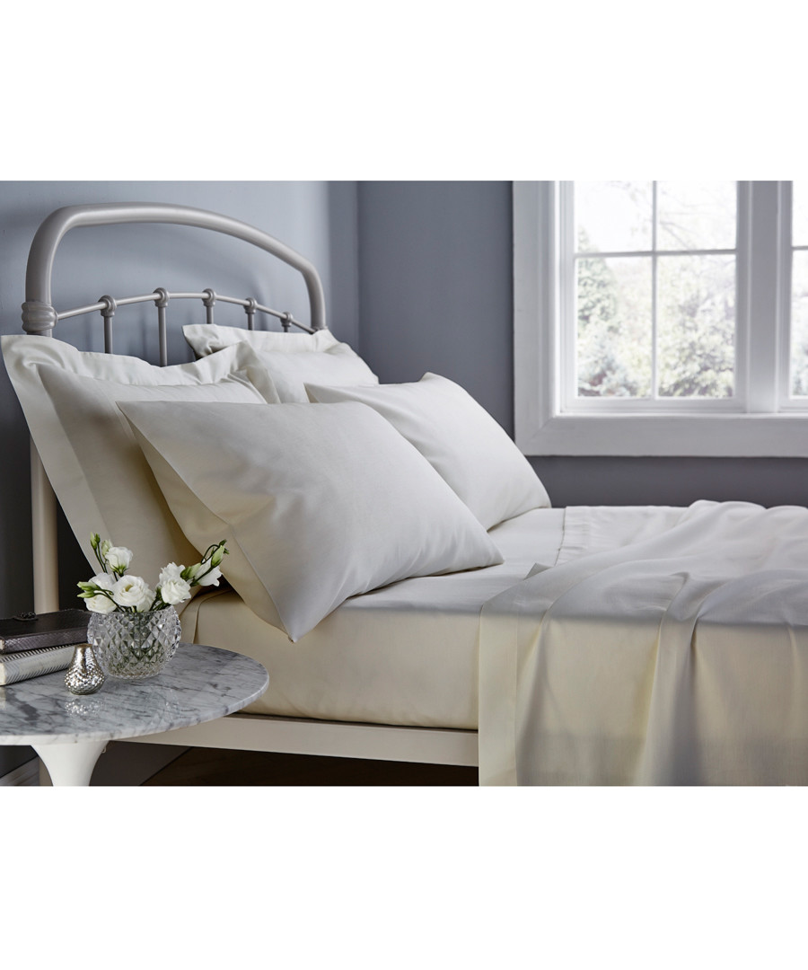 Catherine Lansfield 500 Thread Count Cotton Rich Single Flat Sheet Natural Sale - Catherine Lansfield