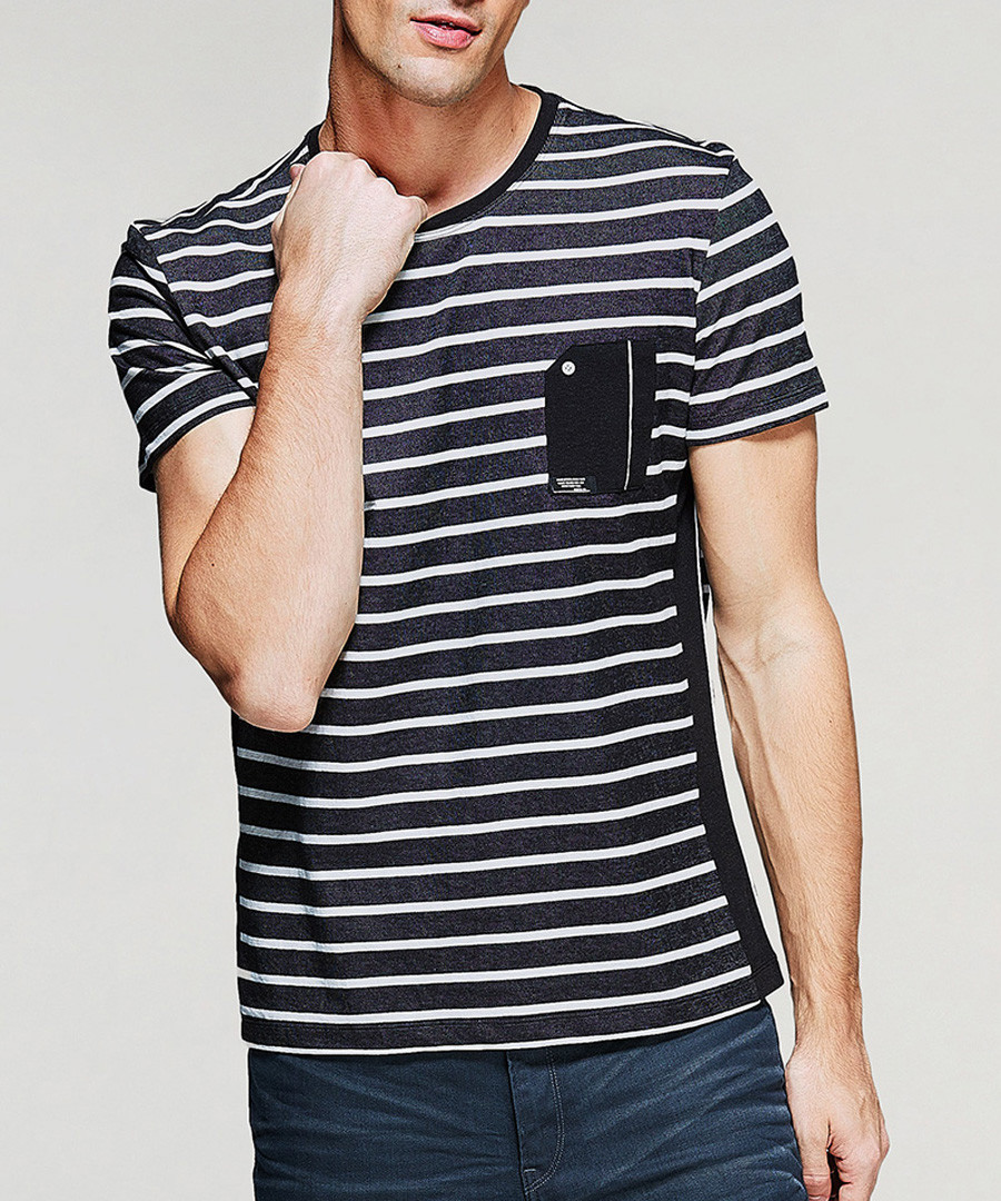 Black & white cotton stripe T-shirt Sale - kuegou