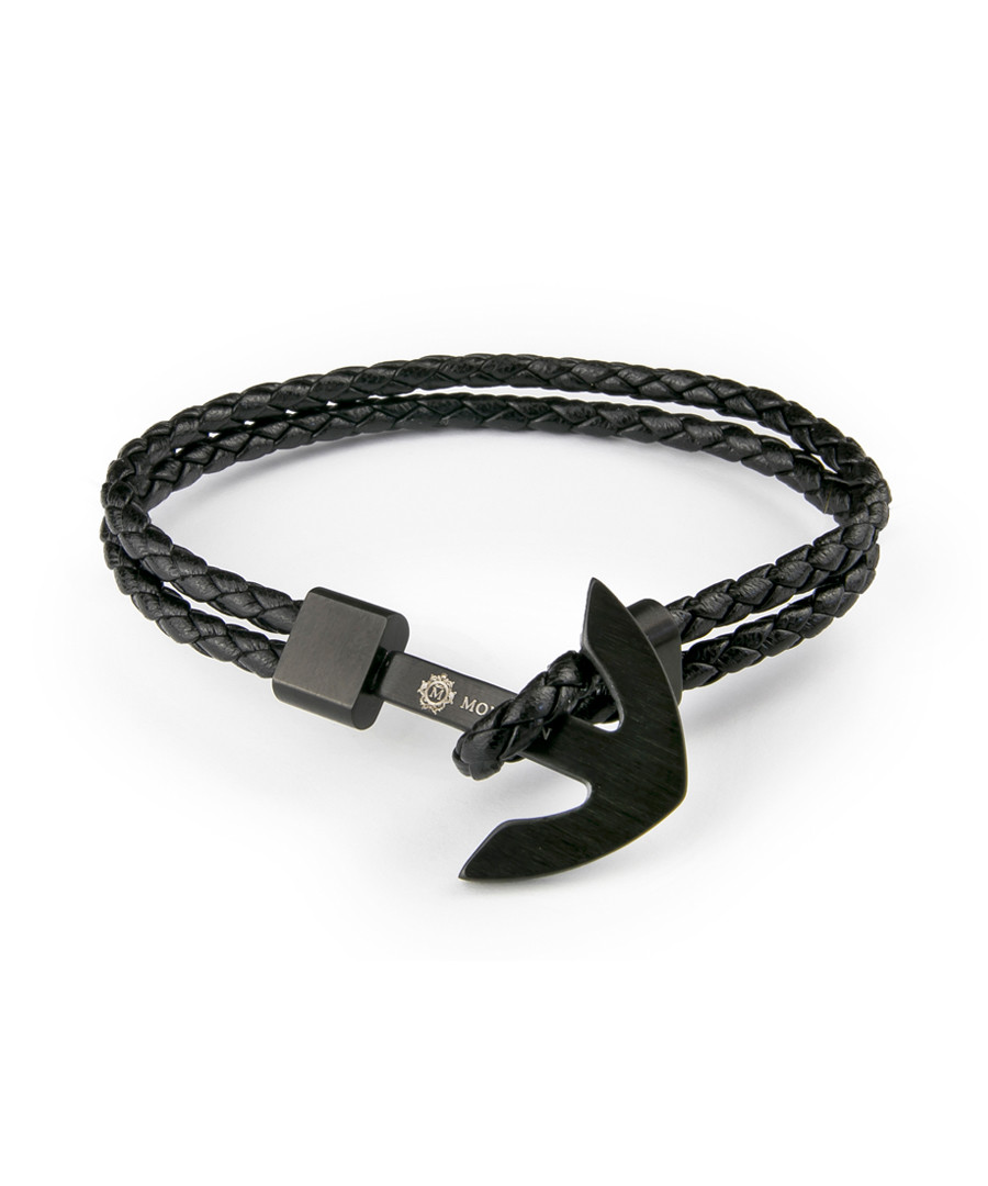 Black nappa braided anchor bracelet Sale - monomen